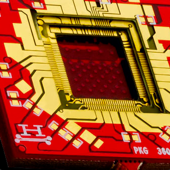 Hughes Circuits - Red PCB Cavity board with wire bond gold finger